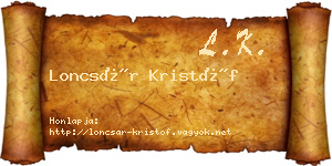 Loncsár Kristóf névjegykártya