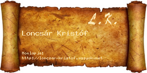 Loncsár Kristóf névjegykártya